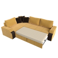 Угловой диван Николь (микровельвет желтый коричневый) - Изображение 2